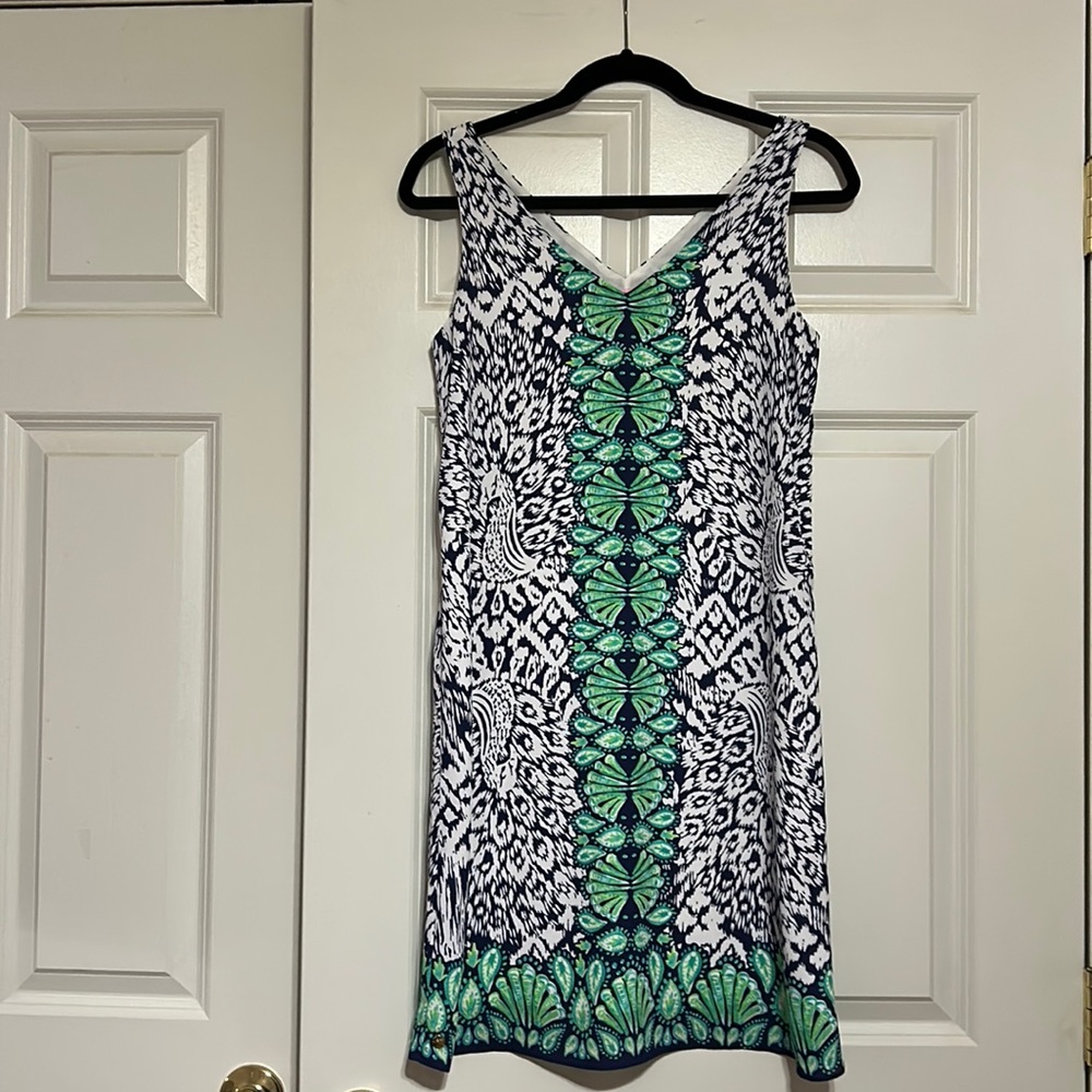 Lilly Pulitzer Florin Sleeveless Shift Dress White Blue Greeen